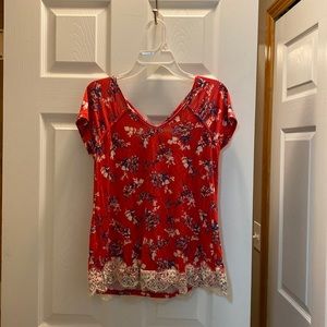 Red floral shirt by rewind XS XS womens/juniors shirt red with flowers